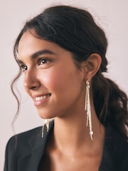 Rockett St George Silver Tone/Gold Tone Star Charm Hoop Drop Earrings - Image 1 of 3