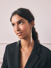 Rockett St George Silver Tone/Gold Tone Star Charm Hoop Drop Earrings - Image 2 of 3