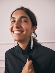 Rockett St George Silver Tone/Gold Tone Star Charm Hoop Drop Earrings - Image 3 of 3