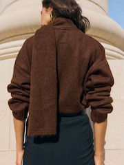 Friends Like These Chocolate Brown Scarf Detail Jumper - Image 4 of 5