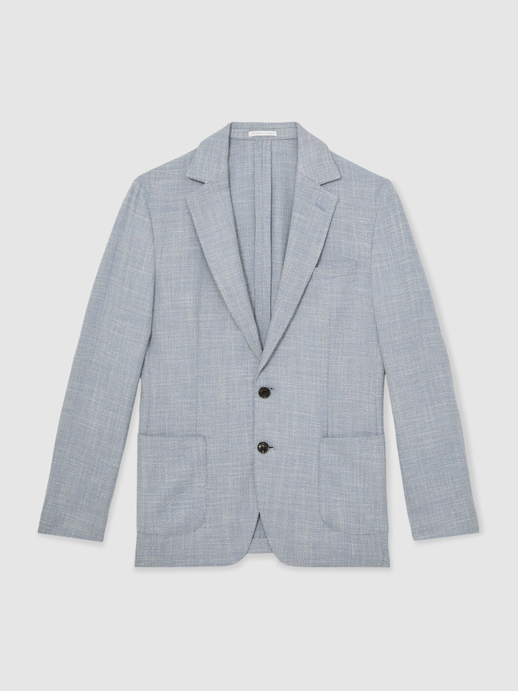 Reiss Soft Blue Aphrodite Slim Fit Single Breasted Blazer with Cotton - Image 2 of 7