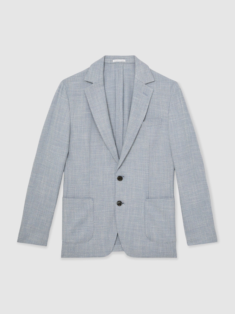 Reiss Soft Blue Aphrodite Slim Fit Single Breasted Blazer with Cotton - Image 2 of 6 Reiss Soft Blue Aphrodite Slim Fit Single Breasted Blazer with Cotton - Image 2 of 6