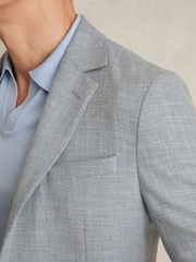 Reiss Soft Blue Aphrodite Slim Fit Single Breasted Blazer with Cotton - Image 3 of 7