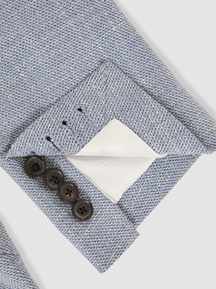 Reiss Soft Blue Aphrodite Slim Fit Single Breasted Blazer with Cotton - Image 6 of 6 Reiss Soft Blue Aphrodite Slim Fit Single Breasted Blazer with Cotton - Image 6 of 6