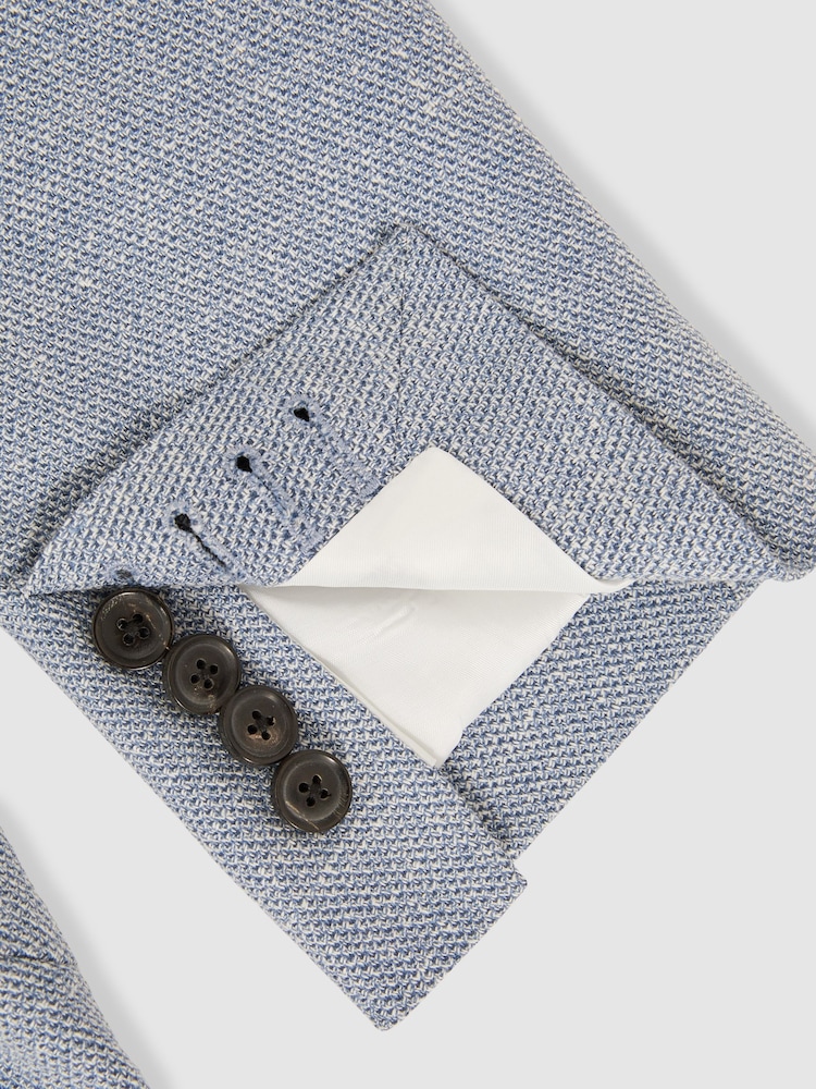 Reiss Soft Blue Aphrodite Slim Fit Single Breasted Blazer with Cotton - Image 7 of 7