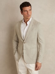 Reiss Soft Grey Aphrodite Slim Fit Single Breasted Blazer with Cotton - Image 1 of 8