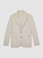 Reiss Soft Grey Aphrodite Slim Fit Single Breasted Blazer with Cotton - Image 2 of 8