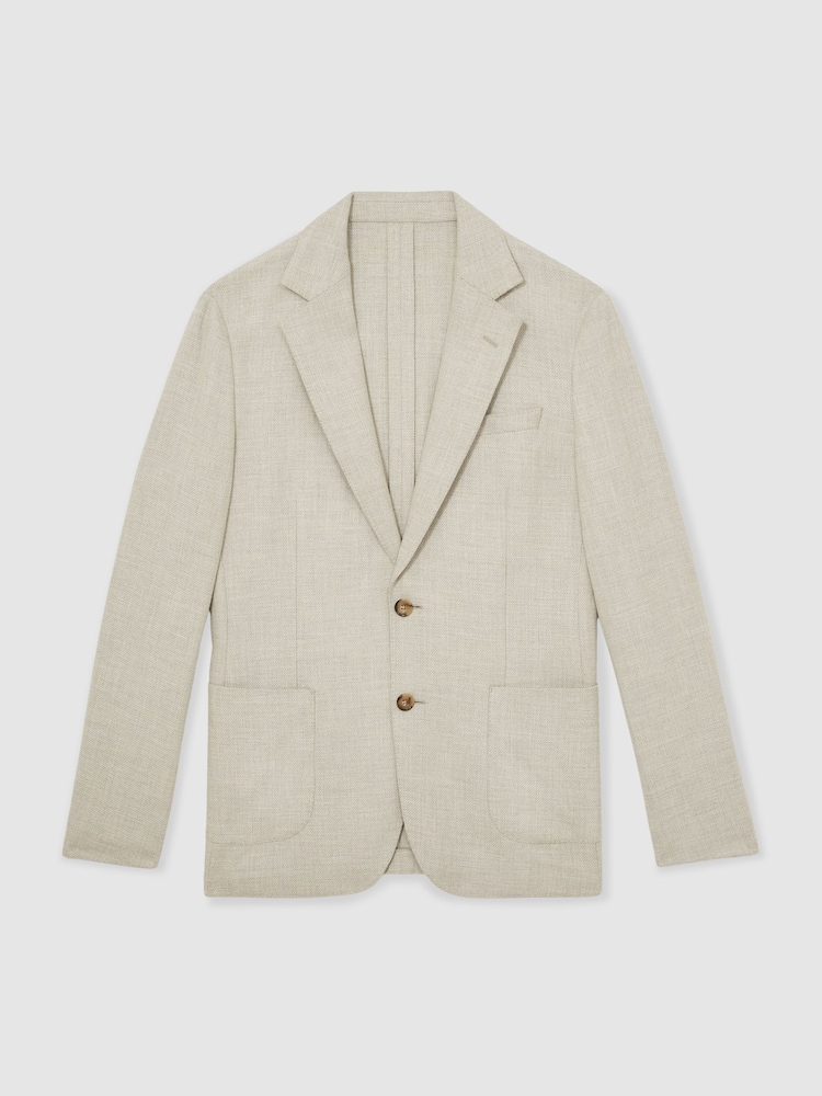 Reiss Soft Grey Aphrodite Slim Fit Single Breasted Blazer with Cotton - Image 2 of 8