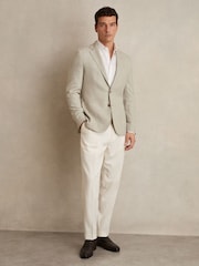 Reiss Soft Grey Aphrodite Slim Fit Single Breasted Blazer with Cotton - Image 3 of 8