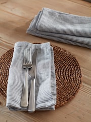 Secret Linen Store French Blue Sid Stripe 100% Linen Napkins - Image 1 of 3