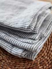 Secret Linen Store French Blue Sid Stripe 100% Linen Napkins - Image 2 of 3