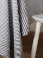 Secret Linen Store French Blue Sid Stripe 100% Linen Table Cloth - Image 2 of 3