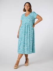 Live Unlimited Blue Ditsy Short Sleeve Midi Dress - Image 2 of 2