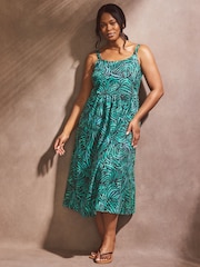 Live Unlimited Green 100% Cotton Abstract Sundress - Image 1 of 4