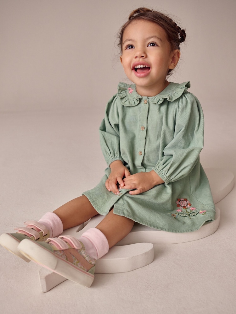 Sage Green Cord Long Sleeve Dress (3mths-8yrs) - Image 4 of 4