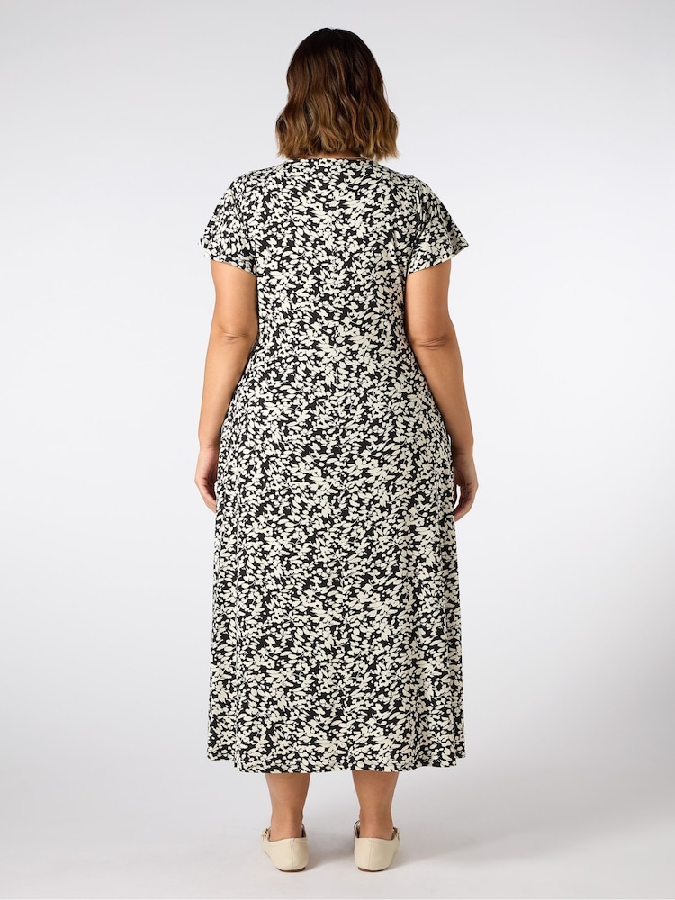 Live Unlimited Black Ruched Pleat Front Midi Dress - Image 1 of 3 Live Unlimited Black Ruched Pleat Front Midi Dress - Image 1 of 3