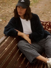 Navy Brushed Barrel Leg Trousers - Image 3 of 6