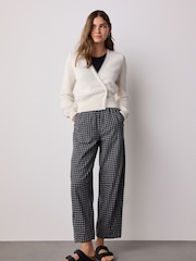 Black/Grey Gingham Brushed Barrel Leg Trousers - Image 2 of 6