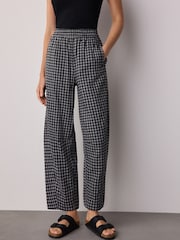 Black/Grey Gingham Brushed Barrel Leg Trousers - Image 3 of 6