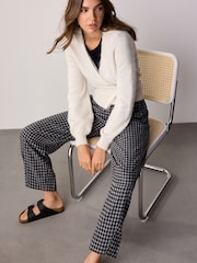 Black/Grey Gingham Brushed Barrel Leg Trousers - Image 4 of 6