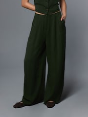 Green Superwide Pleated Trousers - Image 3 of 8
