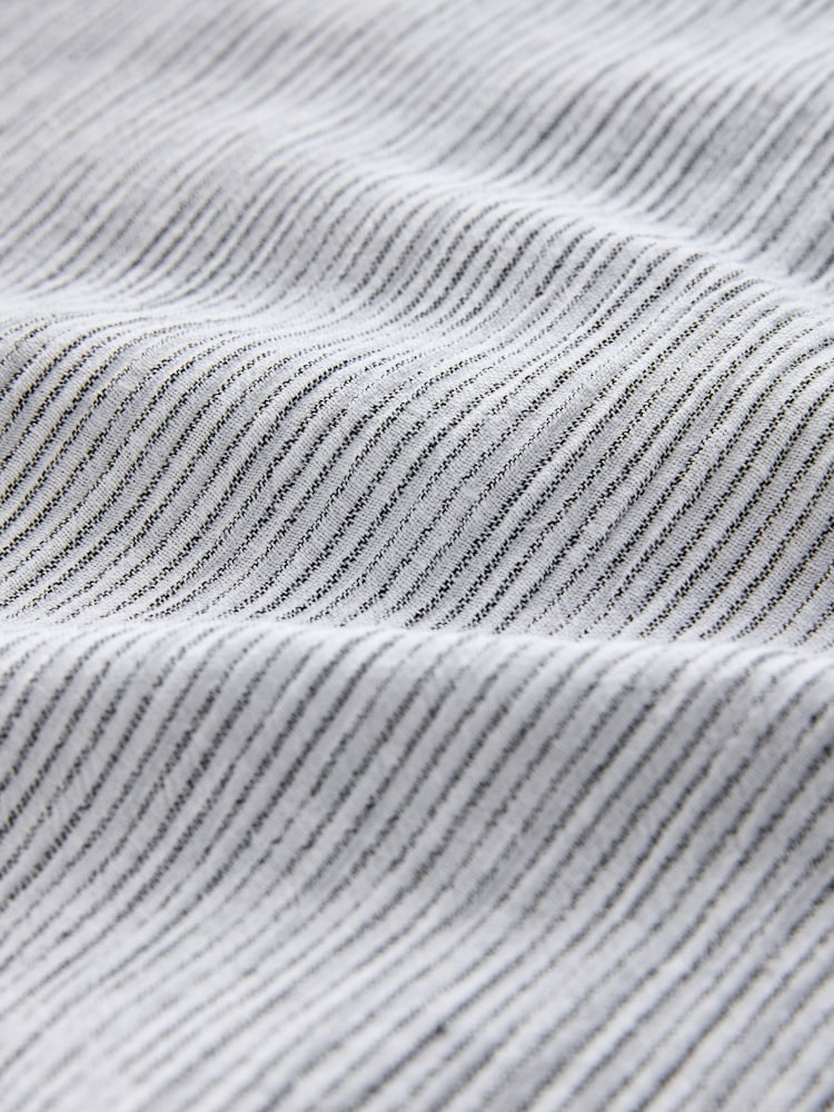 White Textured Short Sleeve Shirt with Linen - Image 3 of 3