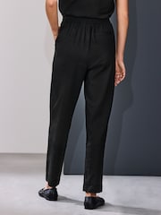 Negro - Pull On Tapered Trousers With Linen - Imagen 4 de 8