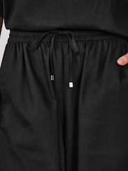 Negro - Pull On Tapered Trousers With Linen - Imagen 5 de 8