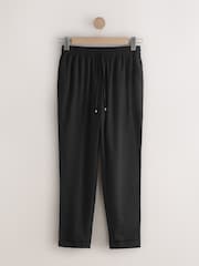 Negro - Pull On Tapered Trousers With Linen - Imagen 6 de 8