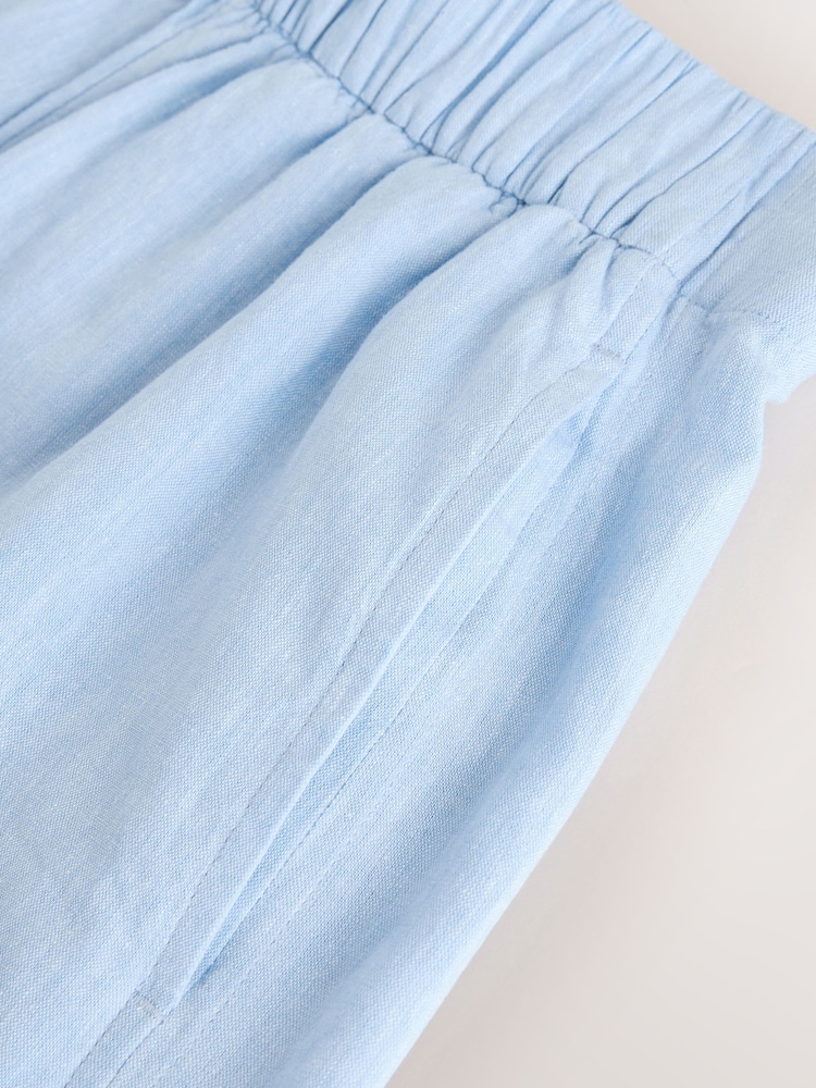 Chambray Blue Linen Blend Shorts - Image 2 of 3
