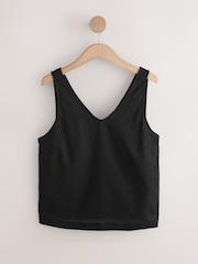 Black Vest Top With Linen - Image 6 of 8
