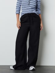 Black Linen Blend Wide Leg Trousers - Image 3 of 5