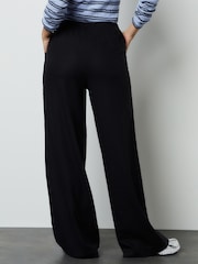 Black Linen Blend Wide Leg Trousers - Image 4 of 5