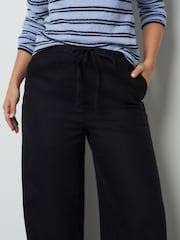 Black Linen Blend Wide Leg Trousers - Image 5 of 5