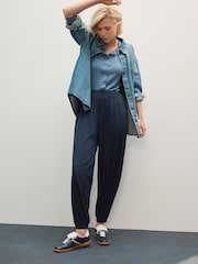 Navy Jersey Harem Joggers - Image 4 of 8