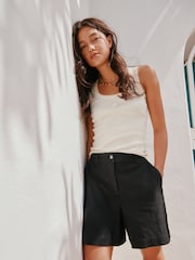 Zwart - Smart Linen Blend Shorts - Afbeelding 1 van 8