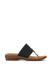 Pavers Black Flexible Toe-Post Sandals - Image 1 of 5
