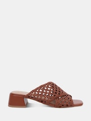 Novo Brown MILLY Woven Block Heel Mules - Image 2 of 6