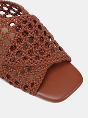 Novo Brown MILLY Woven Block Heel Mules - Image 5 of 6