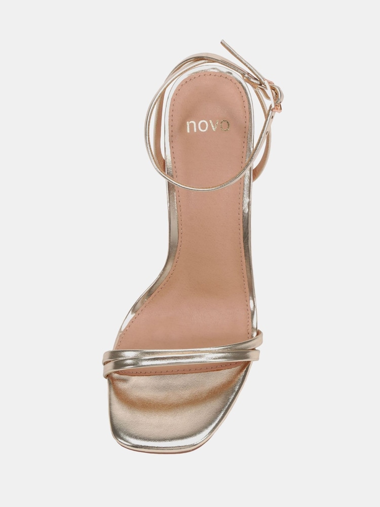 Novo Gold Wide Fit MATILDA Strappy Heeled Sandals - Image 7 of 7