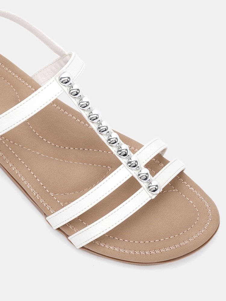 Novo White TILLY Embellished Padded Sandals - Image 6 of 6
