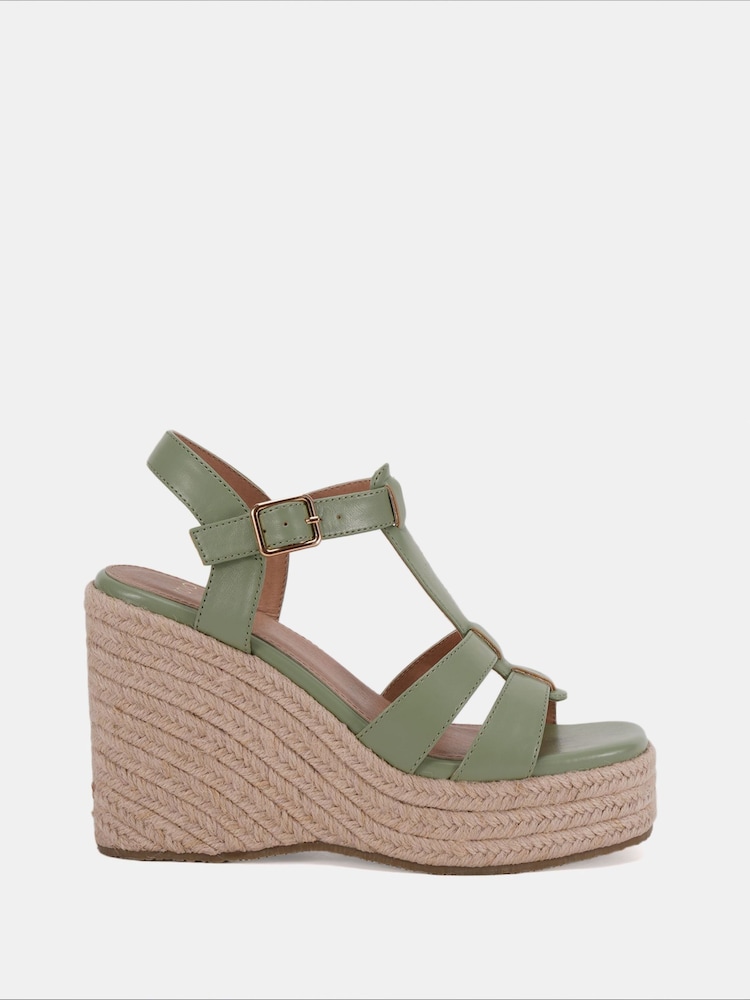 Grün - Novo BEATRIX Tbar Wedge Espadrille Sandals - Bild 2 von 6