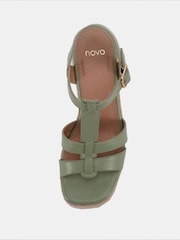 Grün - Novo BEATRIX Tbar Wedge Espadrille Sandals - Bild 5 von 6