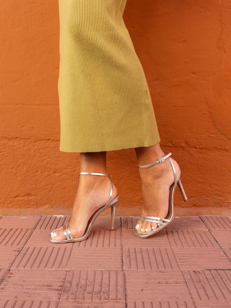 Novo Silver Wide Fit MATILDA Strappy Heeled Sandals - Image 1 of 7