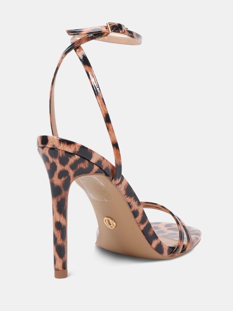 Wide Fit Strappy Tan Sandals Heels Novo Animal Wide Fit MATILDA