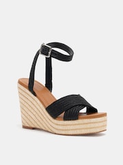 Novo Black Wide Fit BELLA Woven Detail Wedge Sandals - Image 4 of 7