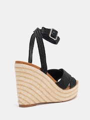 Novo Black Wide Fit BELLA Woven Detail Wedge Sandals - Image 5 of 7