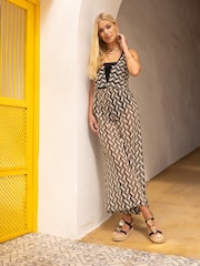 Novo Black Wide Fit SASKIA Hardware Detail Espadrille Flatform Sandals - Image 2 of 7