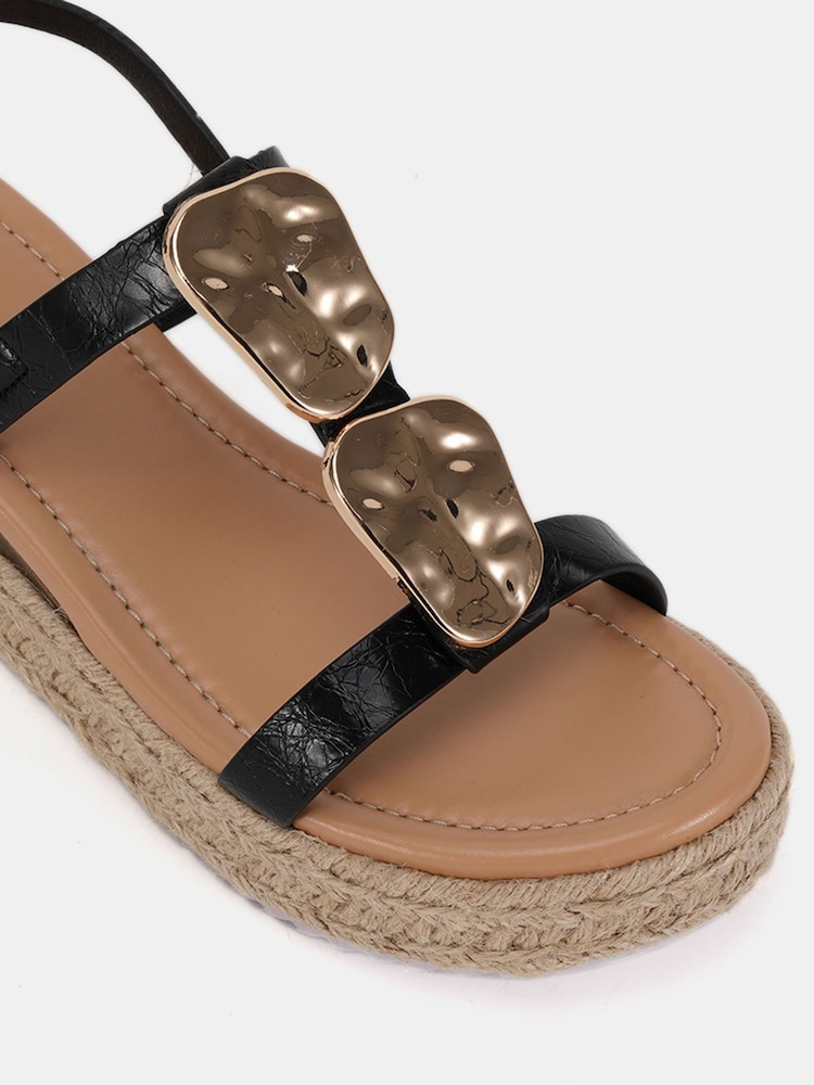 Schwarz - Novo SASKIA Hardware Detail Espadrille Flatform Sandals - Bild 7 von 7 Schwarz - Novo SASKIA Hardware Detail Espadrille Flatform Sandals - Bild 7 von 7