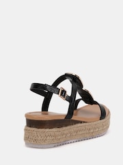 Novo Black SASKIA Hardware Detail Espadrille Flatform Sandals - Image 5 of 7